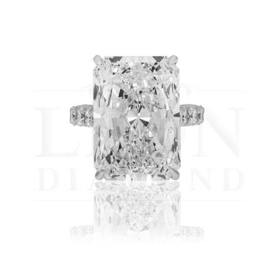 18K White Gold 20.01Ct Radiant Cut Diamond Engagement Ring 22.26Ctw Bridal