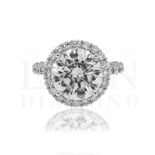 18K White Gold 5.11Ct Round Cut Diamond Engagement Ring 6.67Ctw Bridal