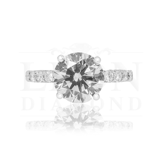 18K White Gold 5Ct Round Diamond Engagement Ring 7.02Ctw Bridal