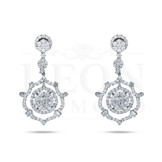 18K White Gold Diamond Drop Earrings 5.13Ctw