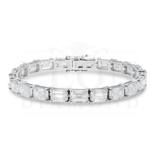 18K White Gold Emerald Cut Diamond Tennis Bracelet 32.15Ct Bracelets