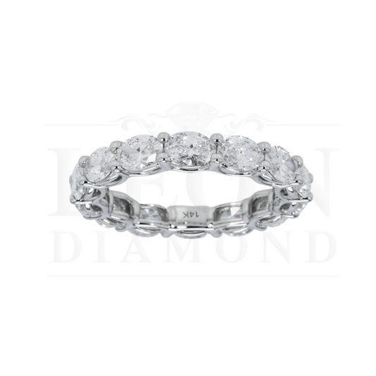 18K White Gold Horizontal Oval Cut Eternity Ring 3.52Ct (Size 6-8) Rings