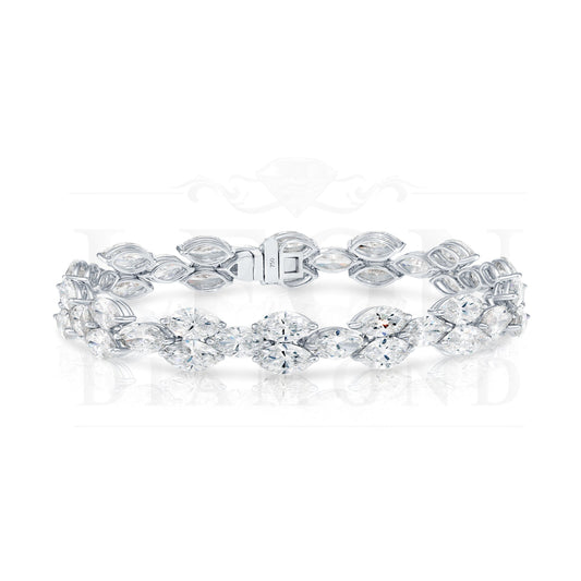 18K White Gold Marquise Cut Diamond Bracelet 17.83Ct Bracelets