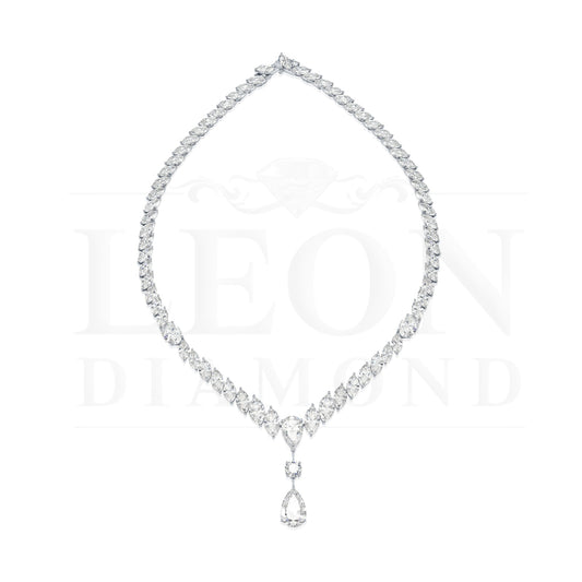 18K White Gold Marquise Cut Diamond Drop Necklace 54.01Ct Necklace