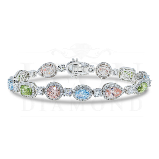 18K White Gold Multi Cut Fancy Color Diamond Bracelet (Matching Set) Bracelets