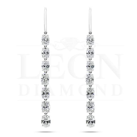 18K White Gold Oval Cut Diamond Drop Earrings 8.48Ctw