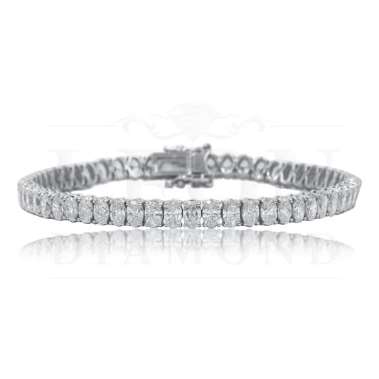 18K White Gold Oval Cut Diamond Tennis Bracelet 10.79Ct Bracelets