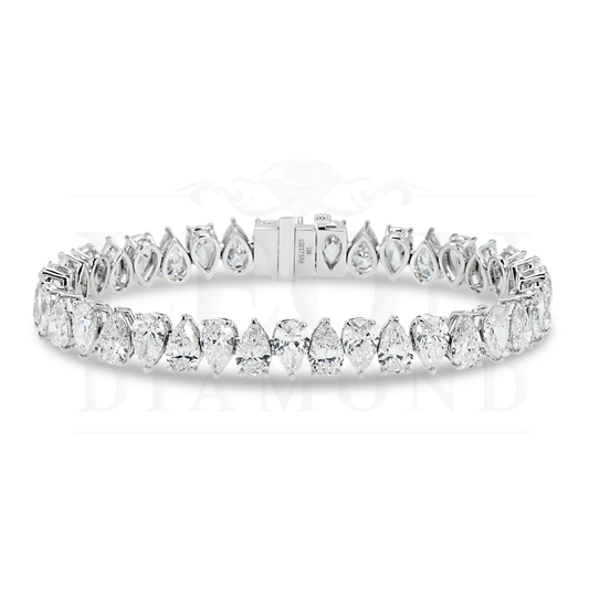 18K White Gold Pear Cut Diamond Tennis Bracelet 17.57Ct Bracelets