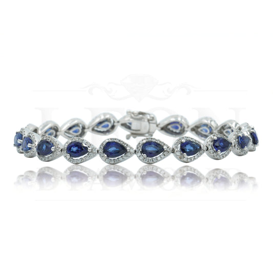 18K White Gold Pear Cut Sapphire & Diamond Bracelet Bracelets