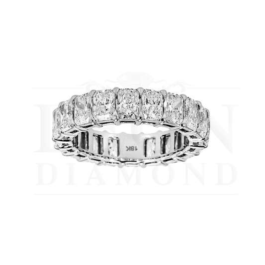 18K White Gold Radiant Cut Diamond Eternity Ring 4.88Ct (Size 6-8) Rings