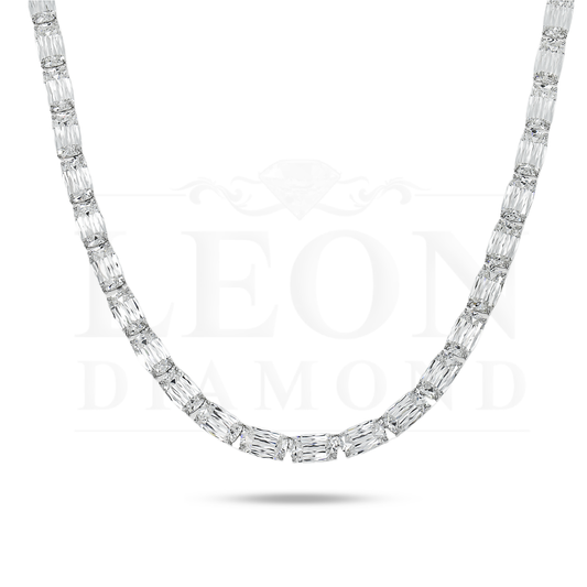 18K White Gold Rare Patented Cut Diamond Chain 80.93Ct Chains