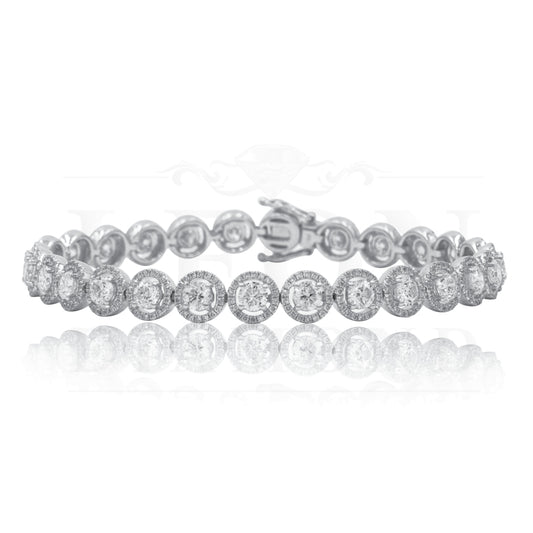 18K White Gold Round Diamond Halo Bracelet 6.63Ct Bracelets