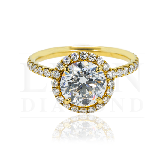 18K Yellow Gold 2.03Ct Round Diamond Engagement Ring 2.83Ctw Bridal