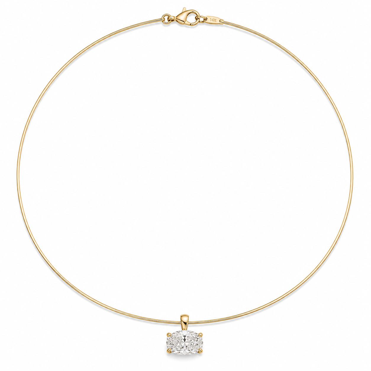 Choose Your Size - 14K Gold IGI Diamond Solitaire Necklace (1.0ct-6.0ct total)