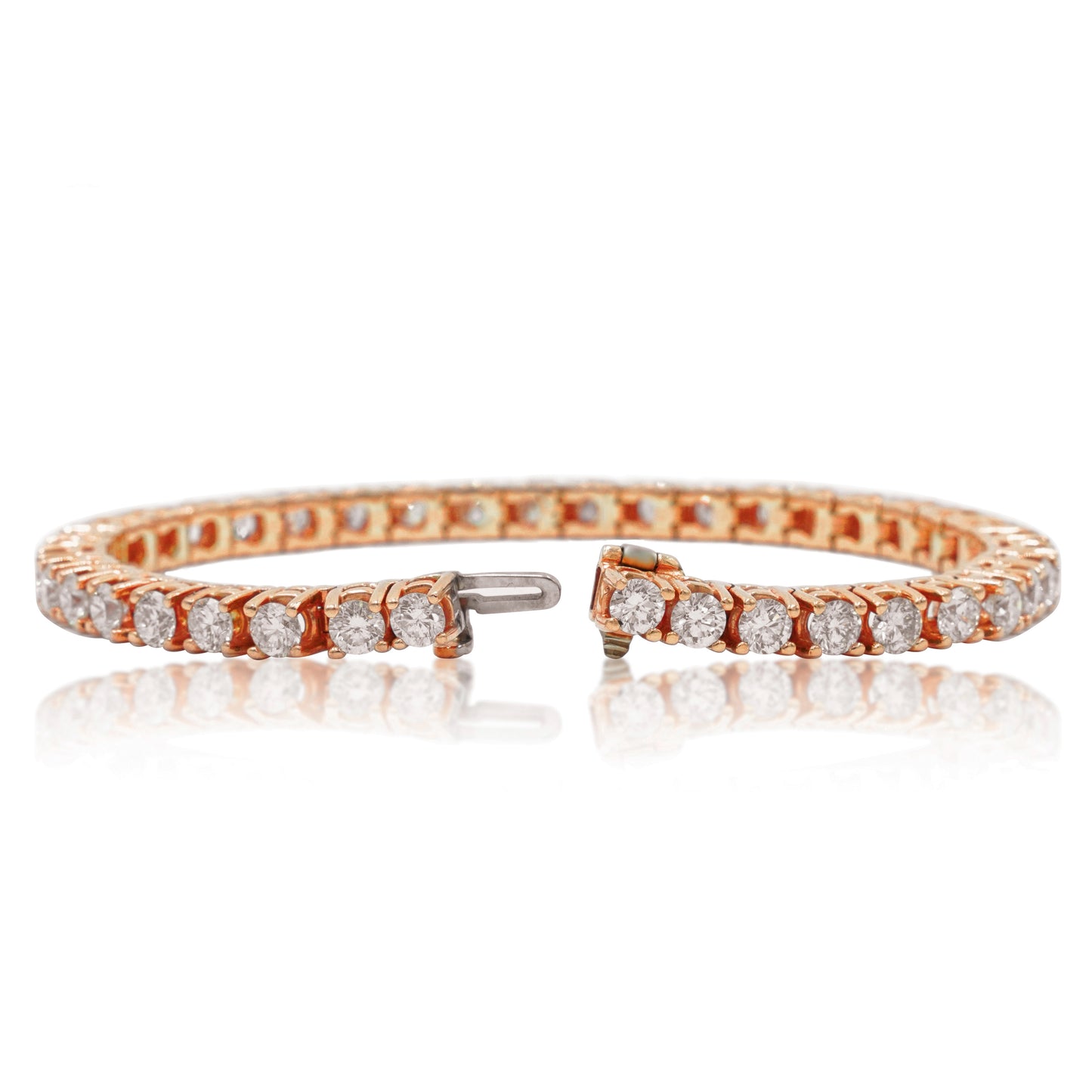 14K Rose Gold Round Diamond Tennis Bracelet 9.78ct