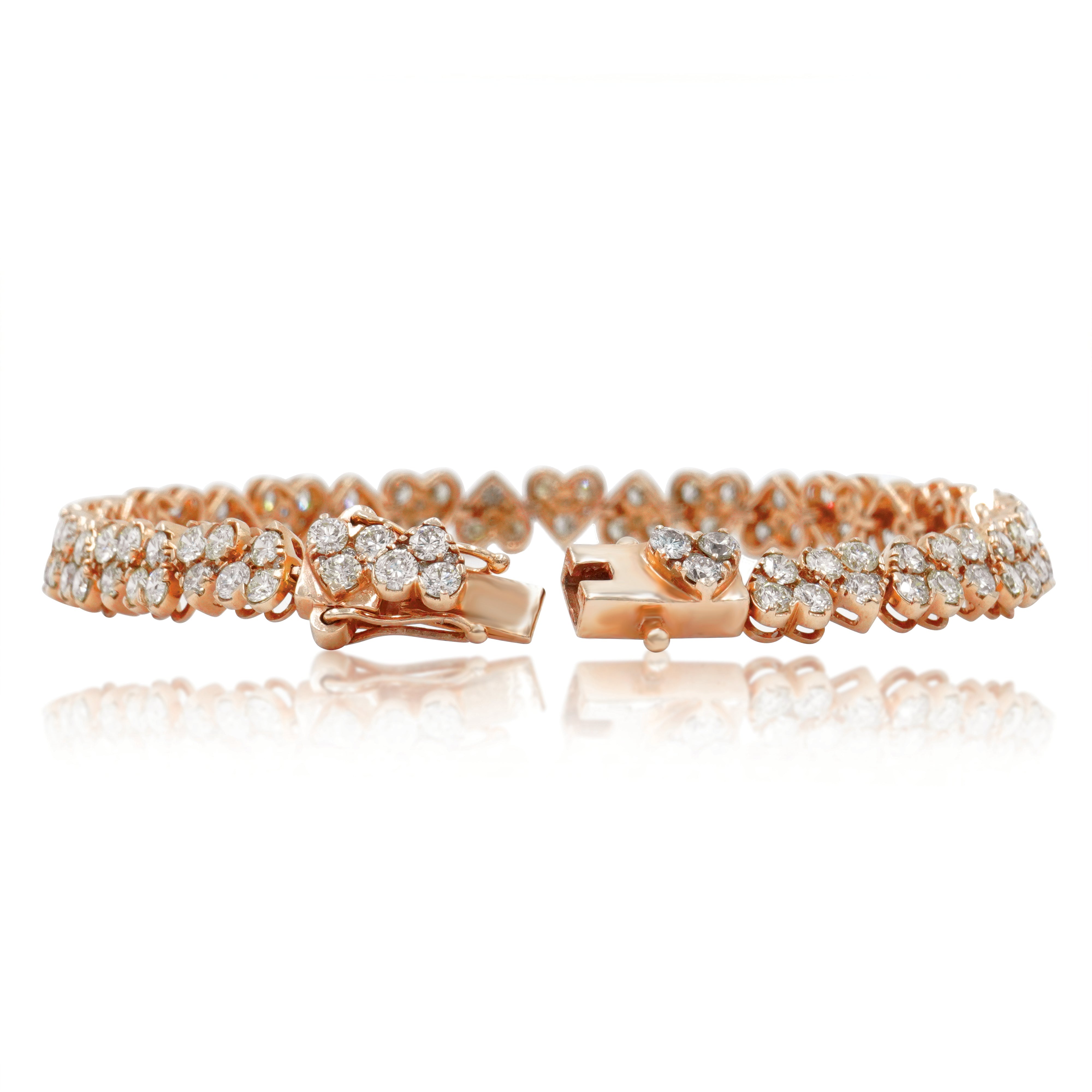 14K Rose Gold Round Diamond Heart Shaped Bracelet 8.31Ct Bracelets