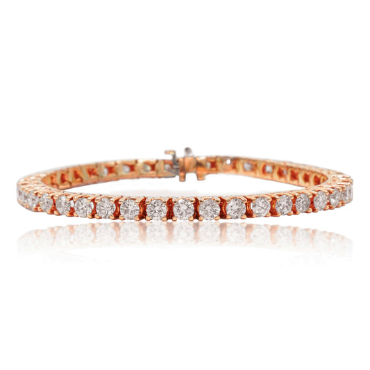 14K Rose Gold Round Diamond Tennis Bracelet 9.78ct