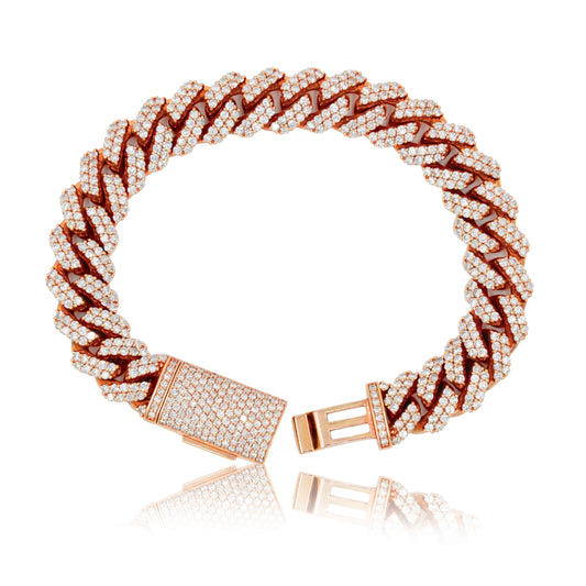 14K Rose Gold 12.5 Diamond Cuban Link Bracelet