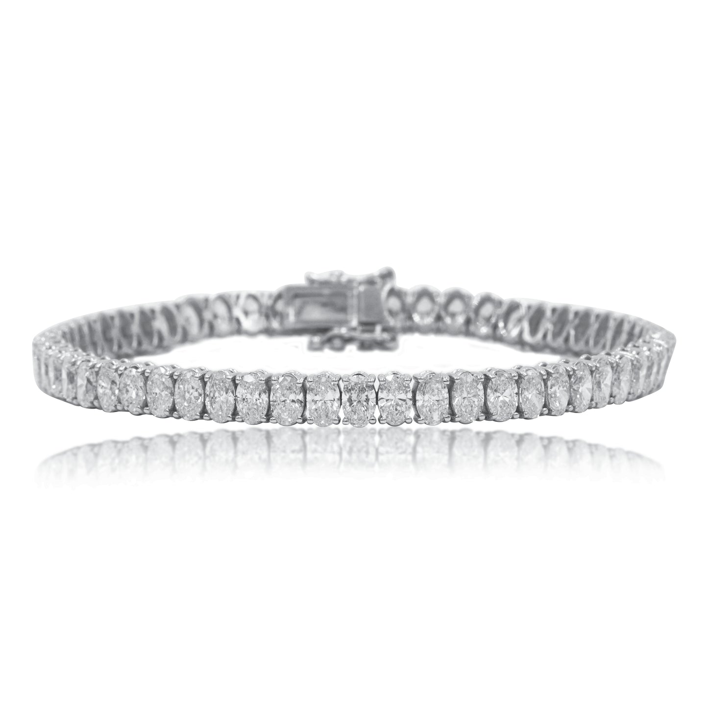 18K White Gold Oval Cut Diamond Tennis Bracelet 10.79ct