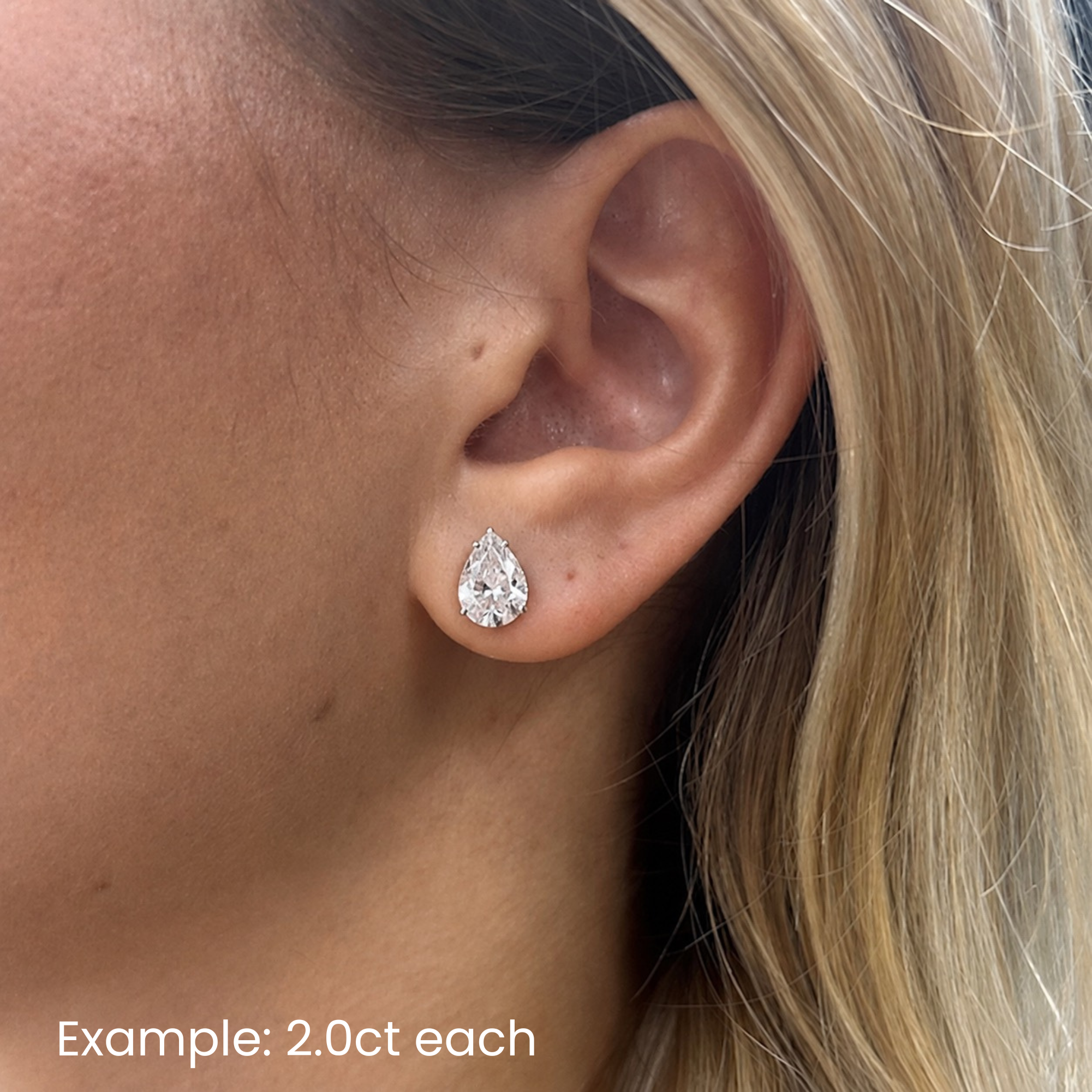 Choose Your Size - 14K White Gold IGI Pear Diamond Stud Earrings (2.0ct-6.0ct total)