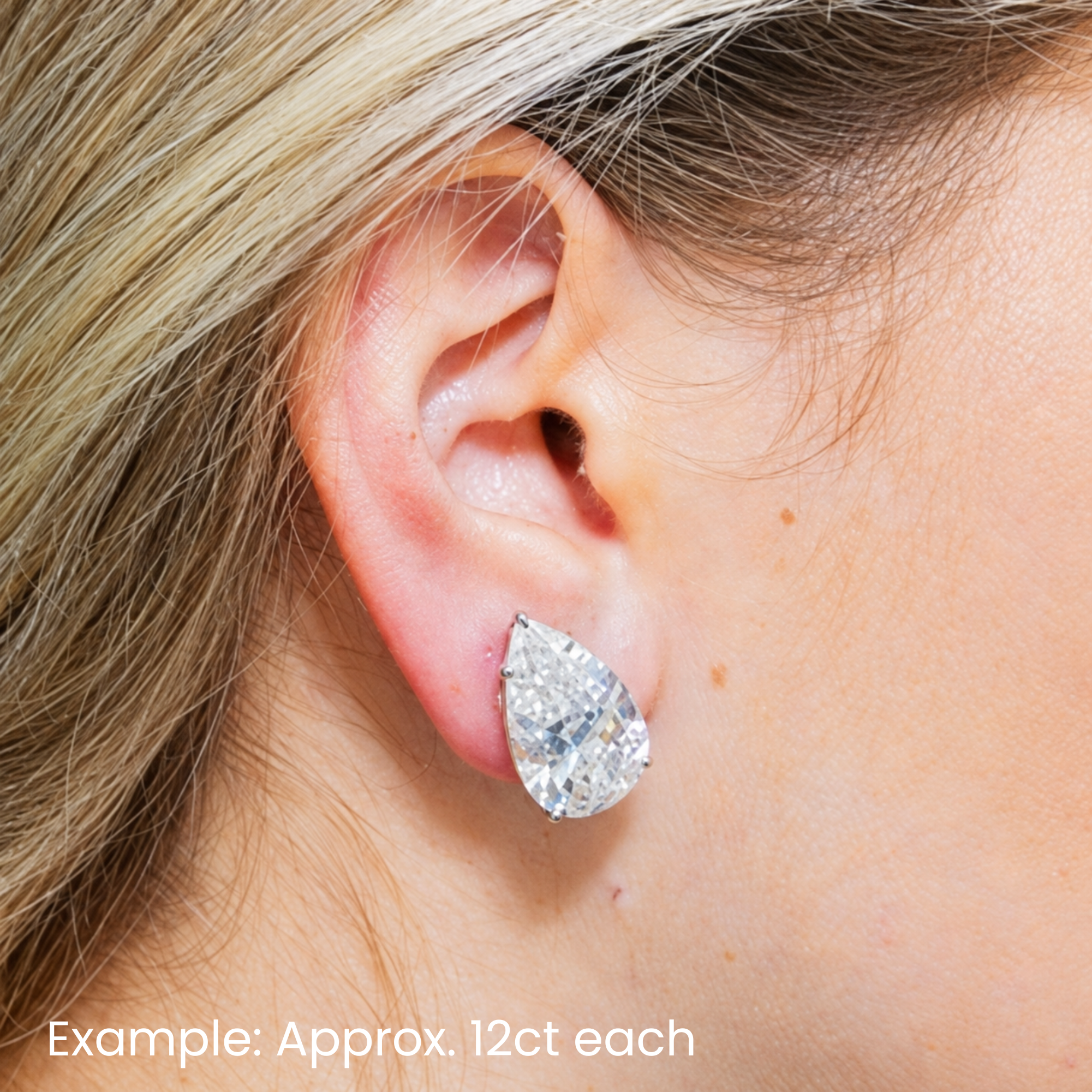 Choose Your Size - 14K White Gold IGI Pear Diamond Stud Earrings (2.0ct-20ct total)