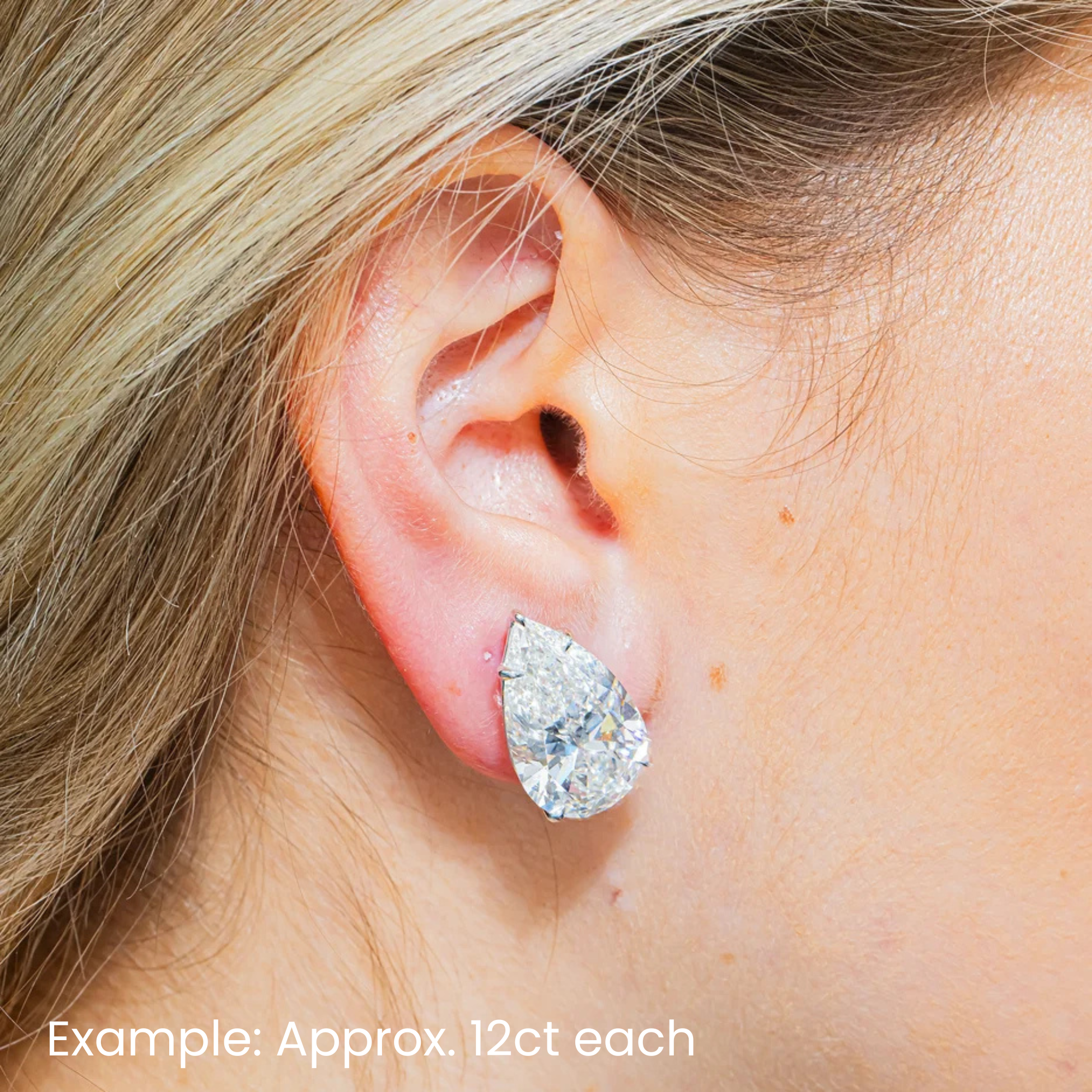 Choose Your Size - 14K White Gold IGI Pear Diamond Stud Earrings (2.0ct-20ct total)