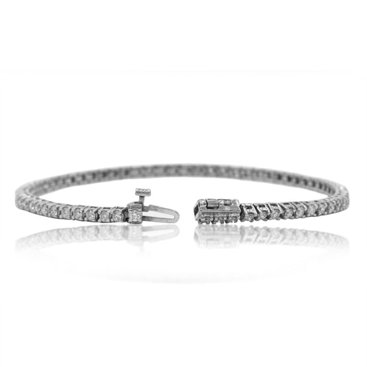 14K White Gold Round Diamond Tennis Bracelet 2.25ct