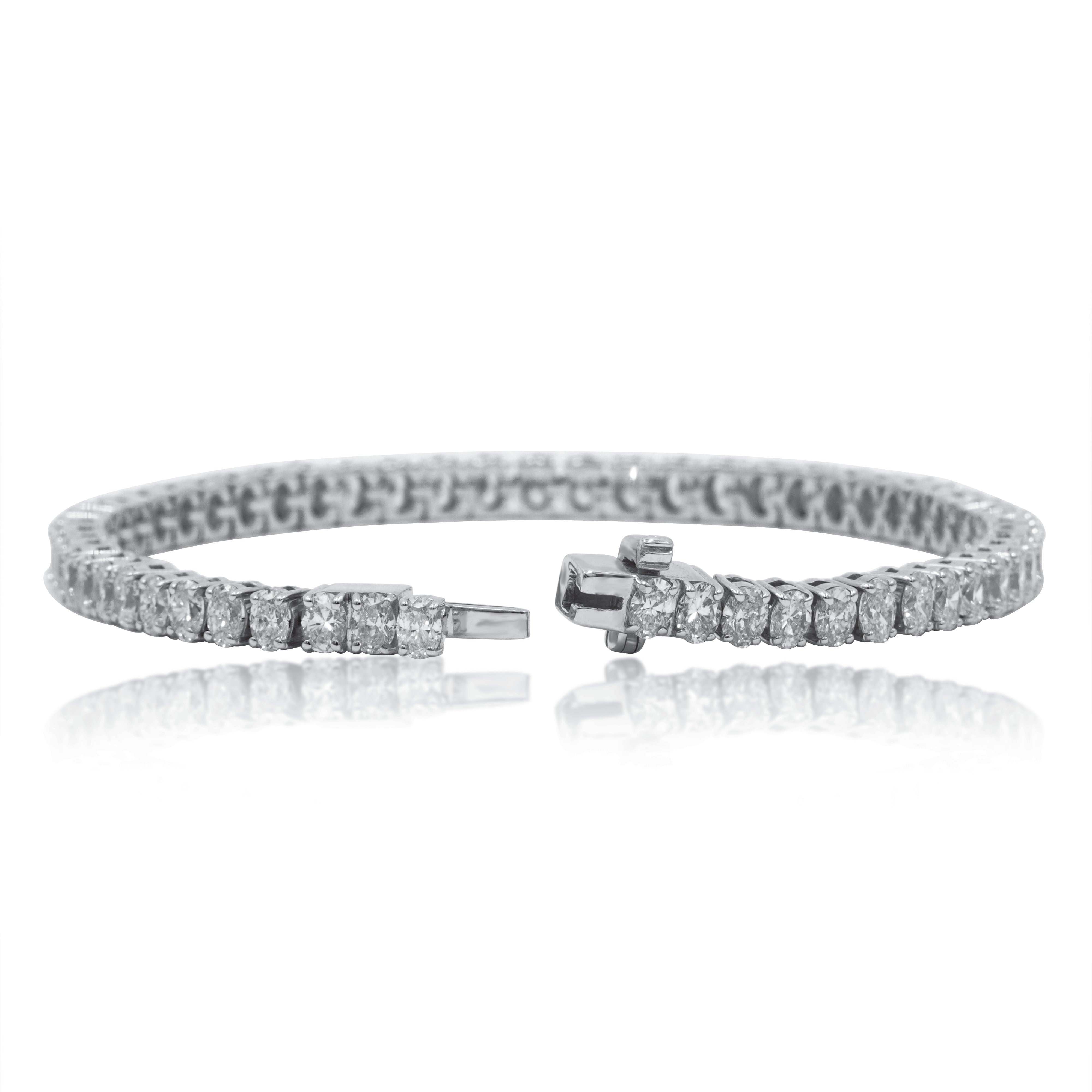 14K White Gold Oval Cut Diamond Tennis Bracelets 8.07Ct Bracelets