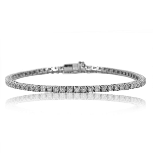 14K White Gold Round Diamond Tennis Bracelet 2.25ct