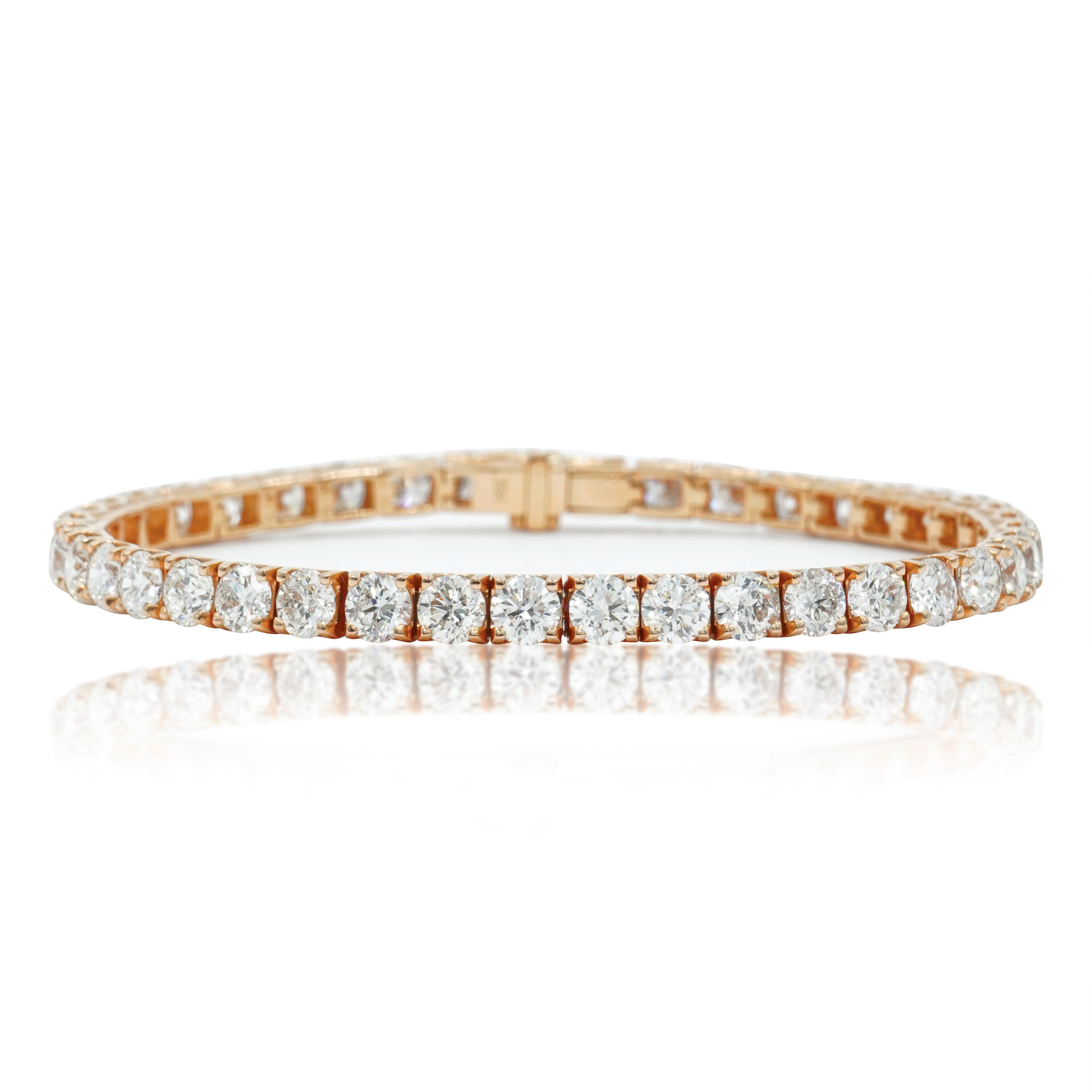 18K Rose Gold Round Diamond Tennis Bracelet 16.40Ct Bracelets