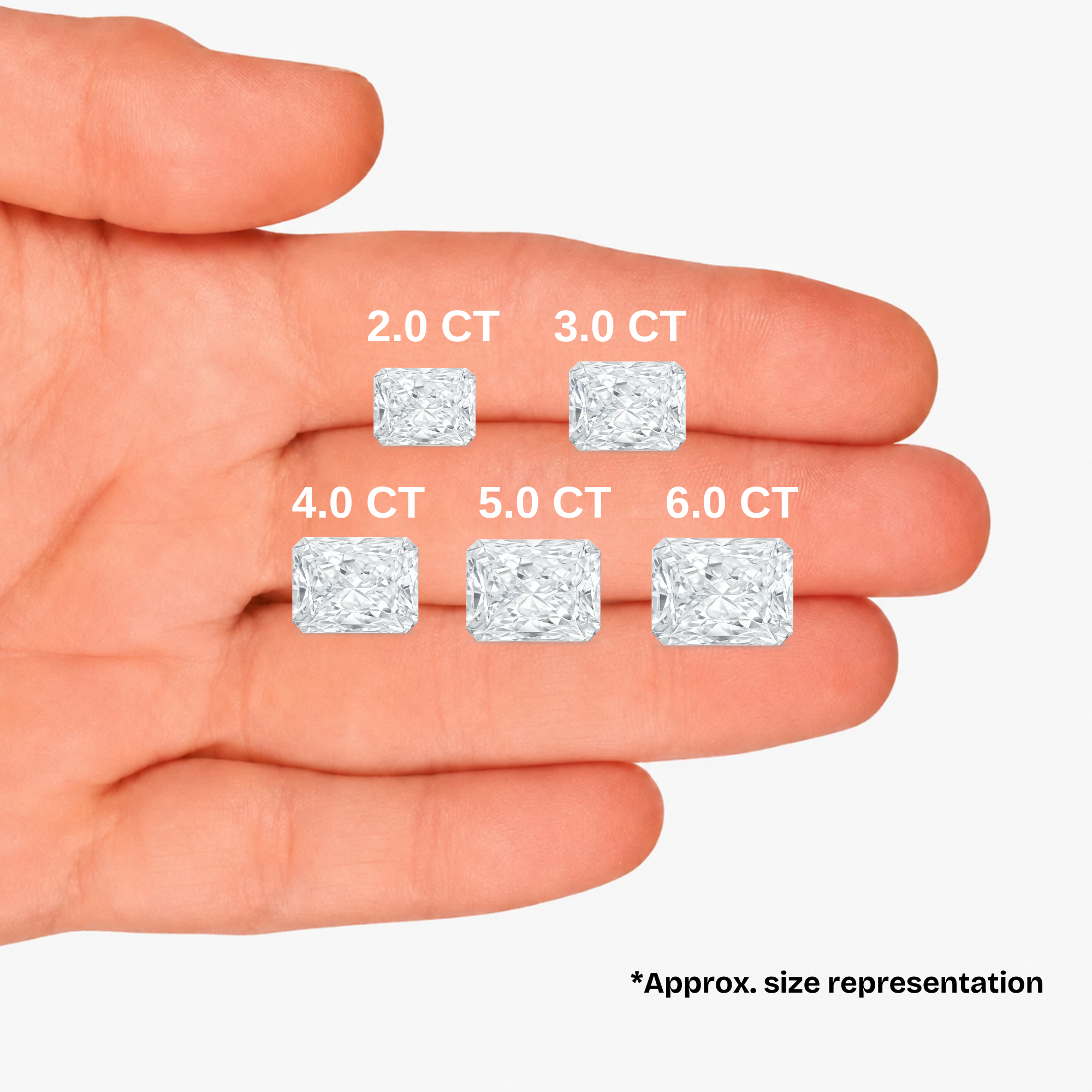 Choose Your Size - 14K White Gold IGI Radiant Diamond Stud Earrings (2.0ct-6ct total)