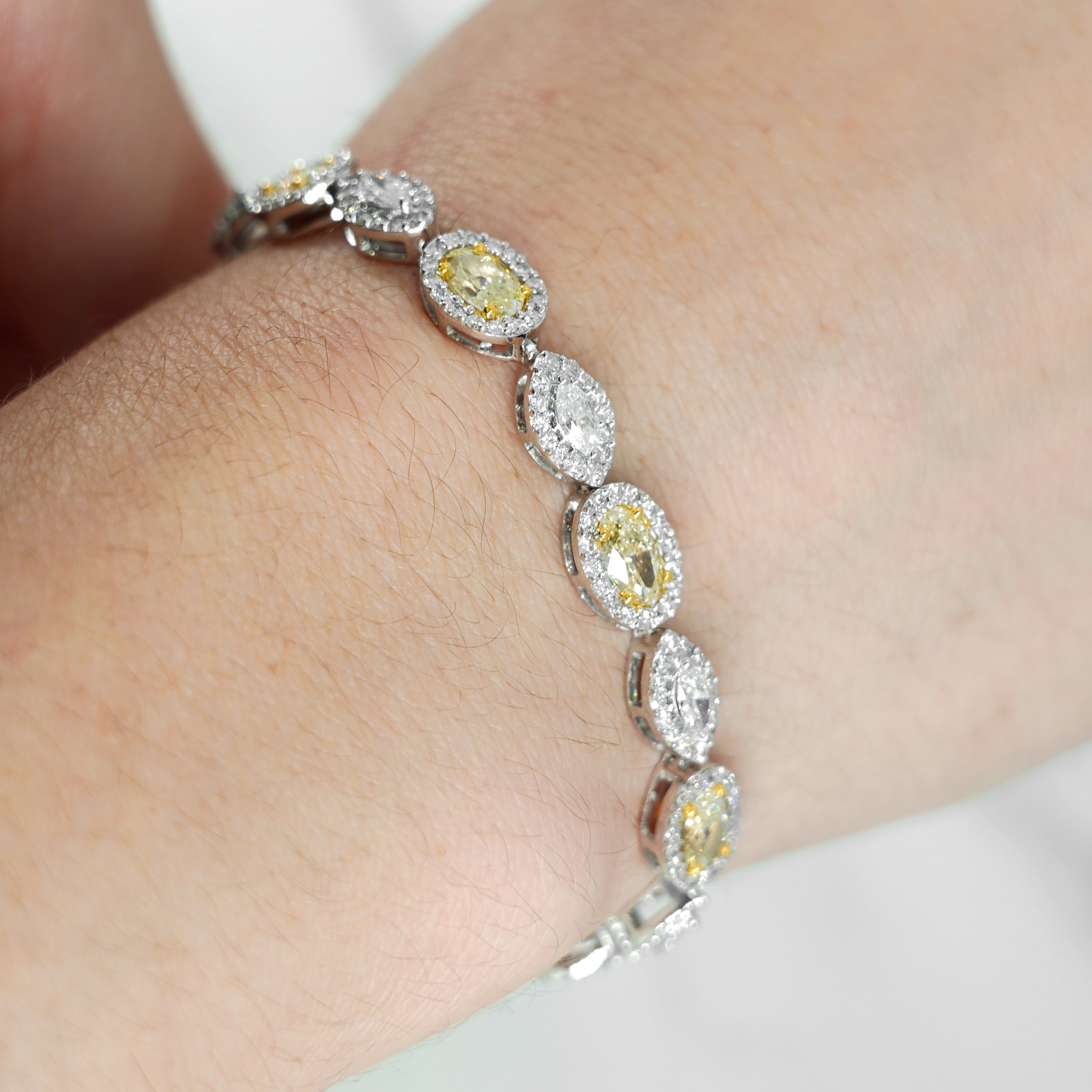 Choose 14K Two Tone Marquise & Oval Cut Fancy Yellow Diamond
