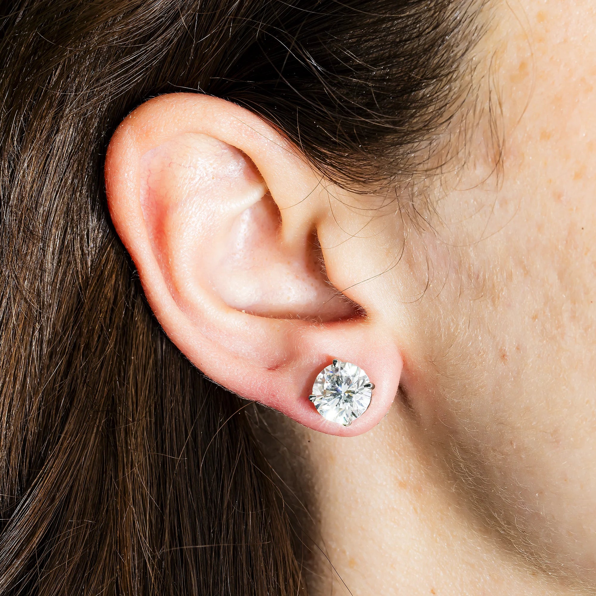 14K Gold Solitaire Round Diamond Stud Earrings 6.0ctw