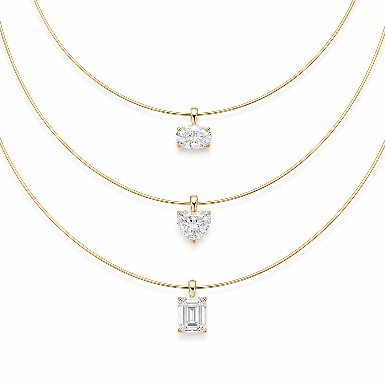 Choose Your Size - 14K Gold IGI Diamond Solitaire Necklace (1.0ct-6.0ct total)