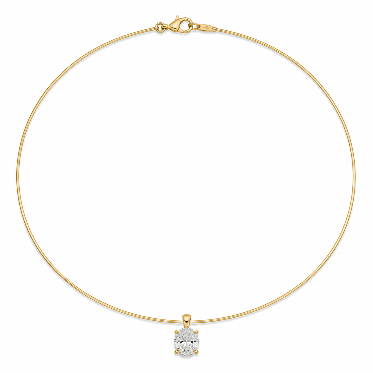 Choose Your Size - 14K Gold IGI Diamond Solitaire Necklace (1.0ct-6.0ct total)