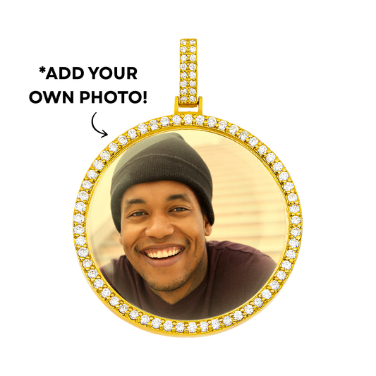 Add Your Own Photo 2" - Solid 14K Yellow Gold Diamond Picture Pendant 3.20ct