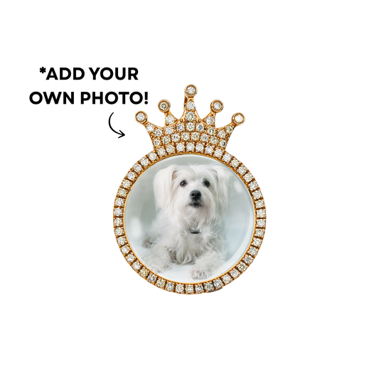 Add Your Own Photo 1" - 14K Rose Gold Diamond Crowned Picture Pendant 1.02ct