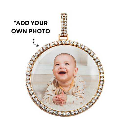 Add Your Own Photo 2" - 14K Rose Gold Diamond Picture Pendant 2.90ct