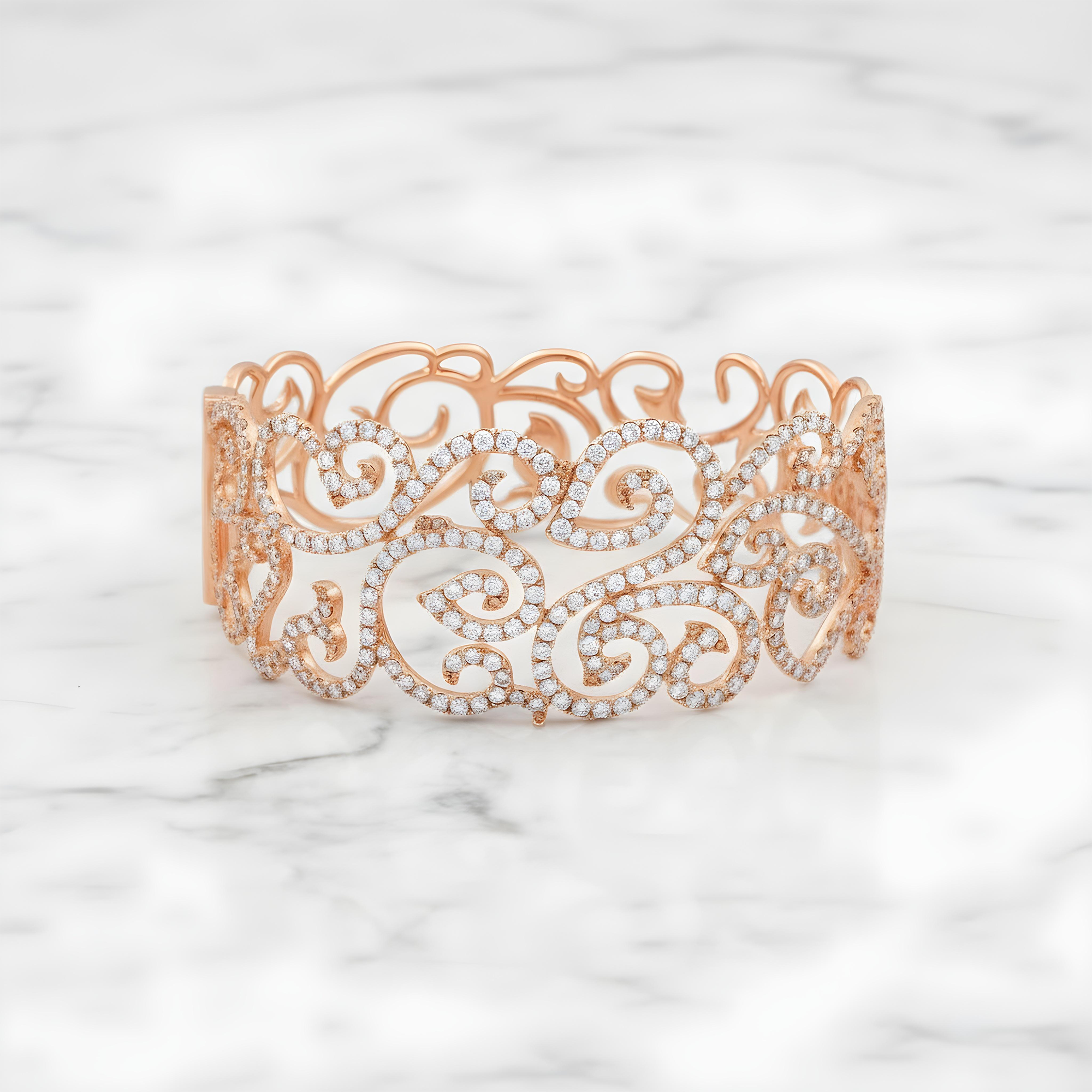 14K White Gold Round Diamond Bangle Bracelet 7.48ct