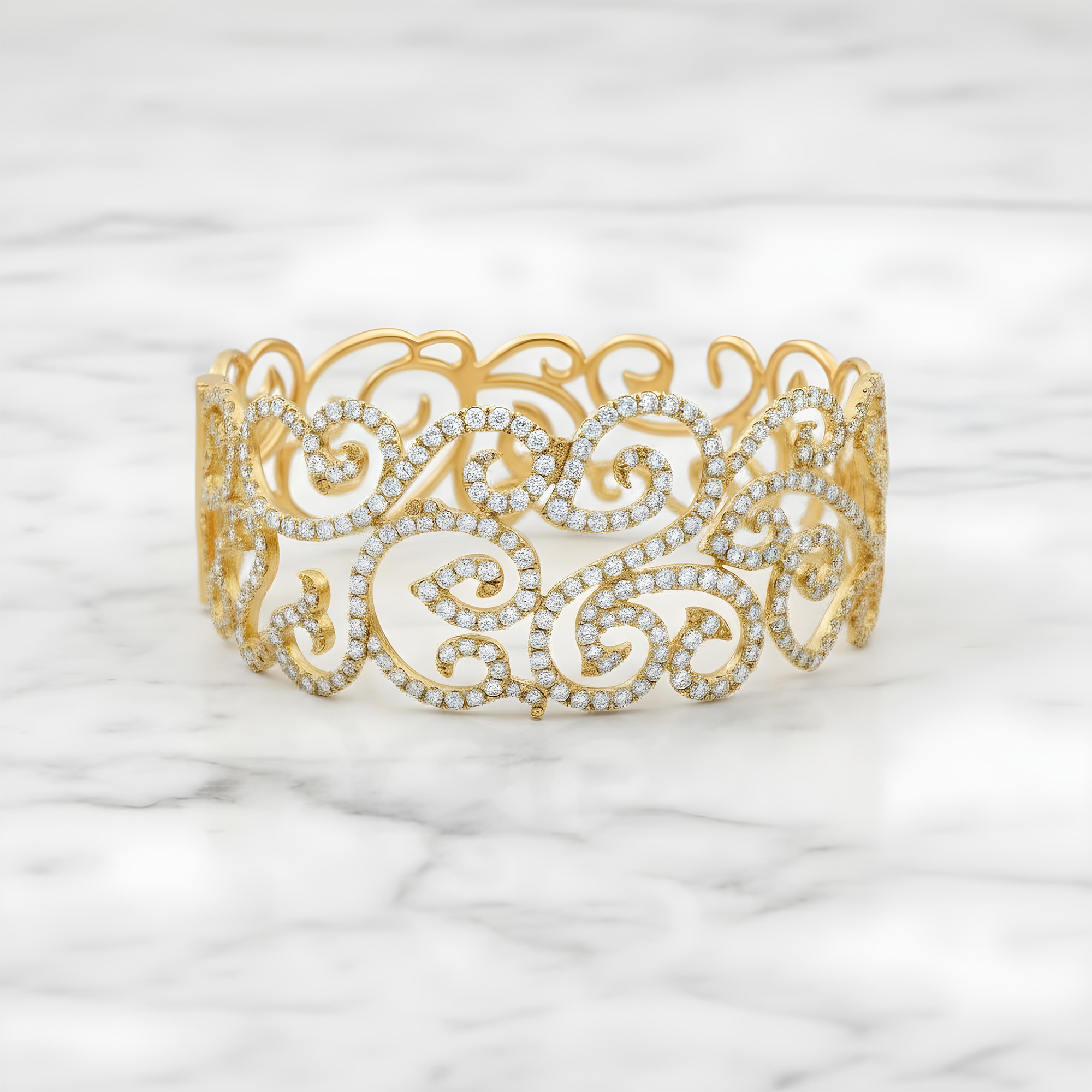 14K White Gold Round Diamond Bangle Bracelet 7.48ct