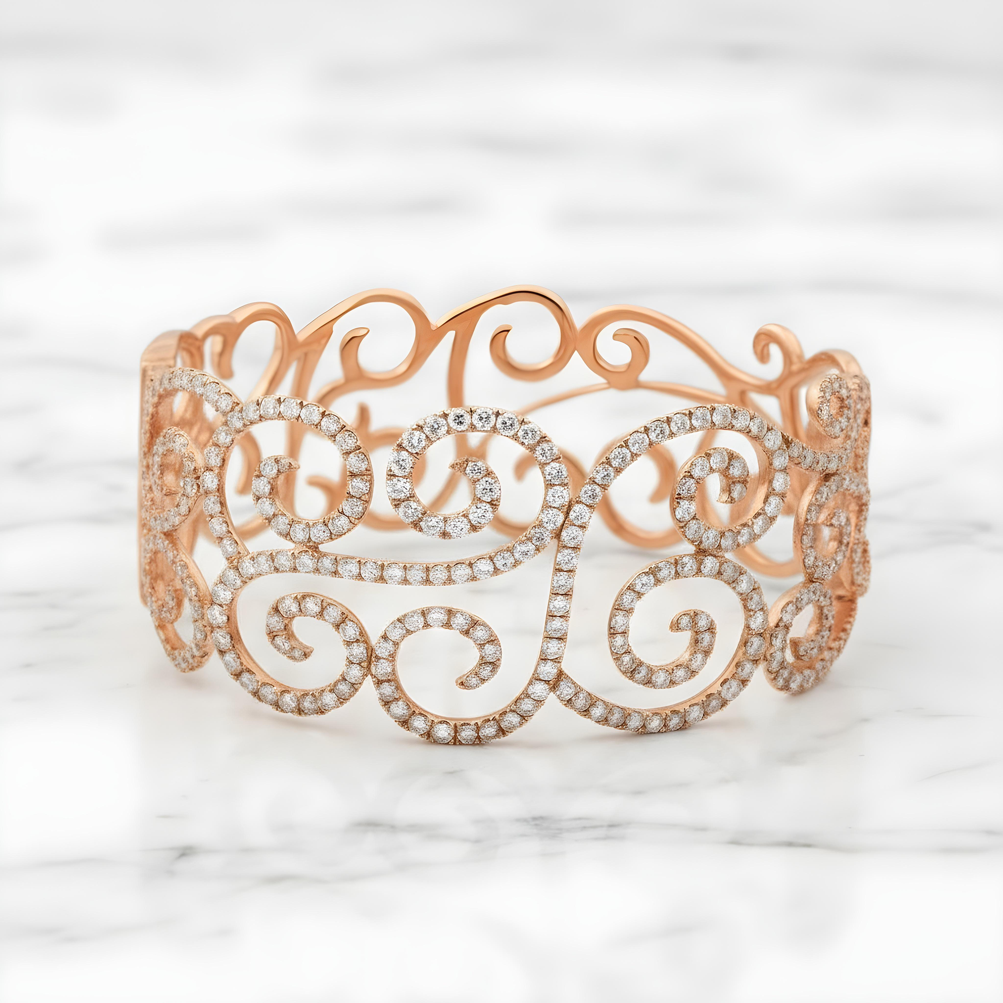 14K White Gold Round Diamond Bangle Bracelet 7.30ct