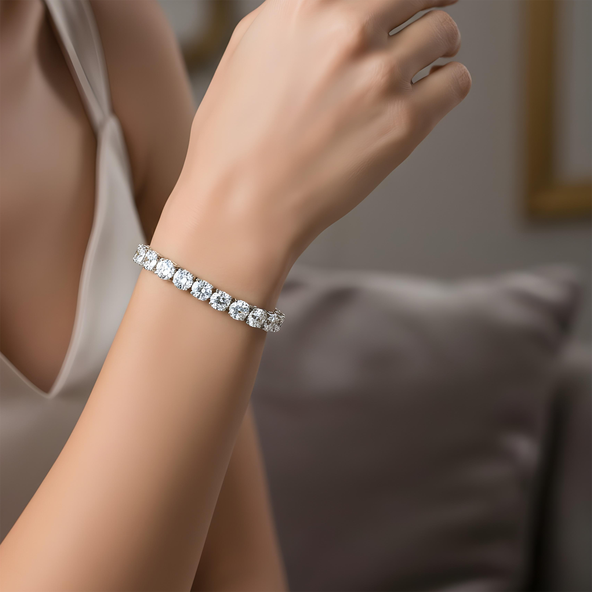 White Gold Round Diamond Tennis Bracelet 20.32ct