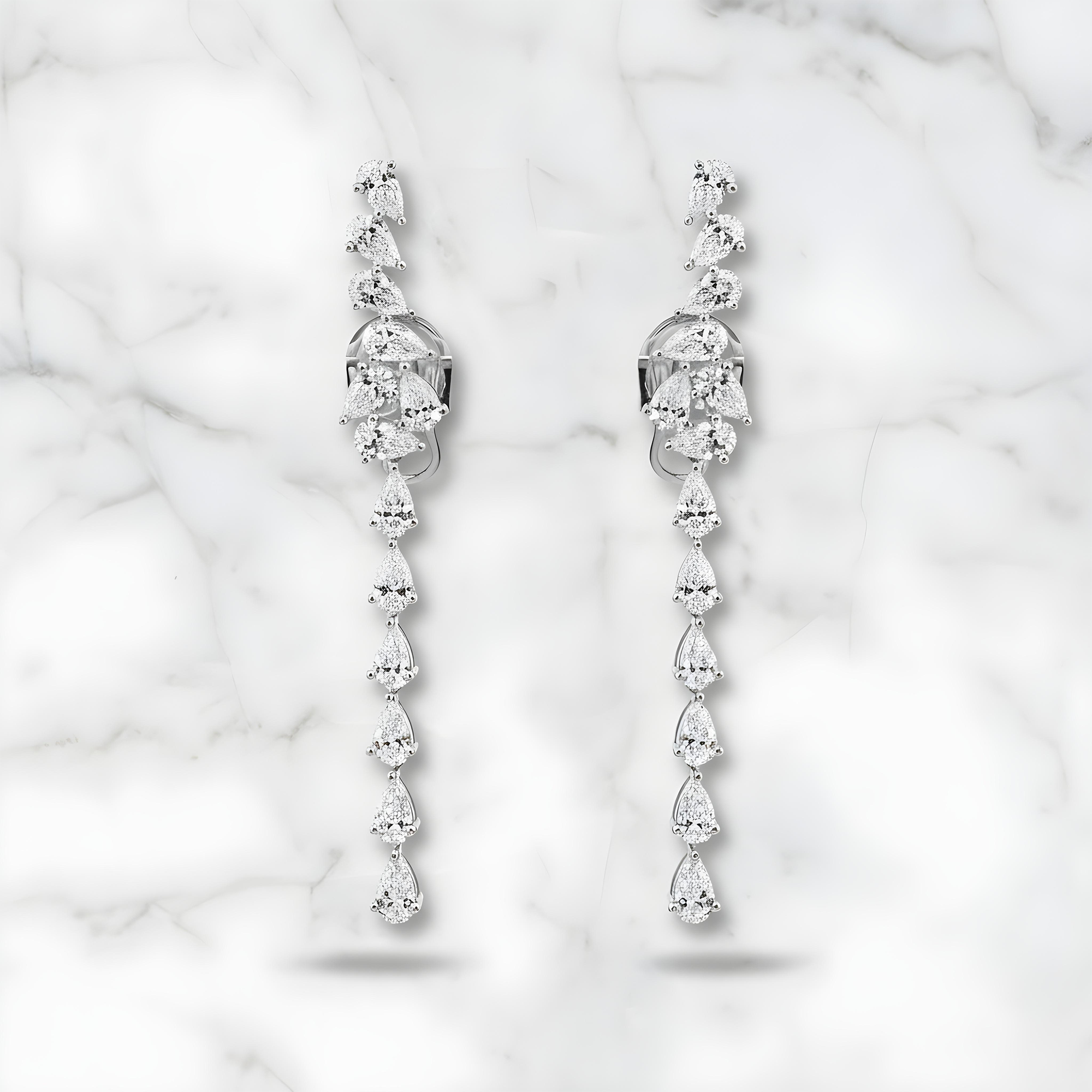 14K Yellow Gold Pear Cut Diamond Drop Earrings 8.27ct