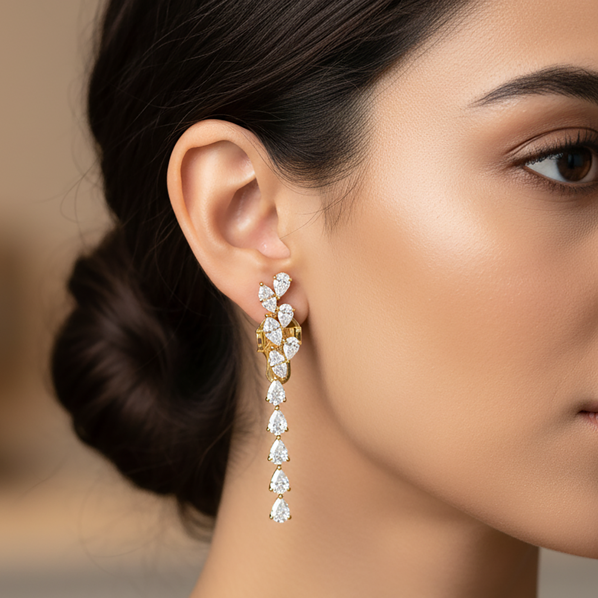 14K White Gold Marquise & Pear Diamond Drop Earrings 5.75ctw