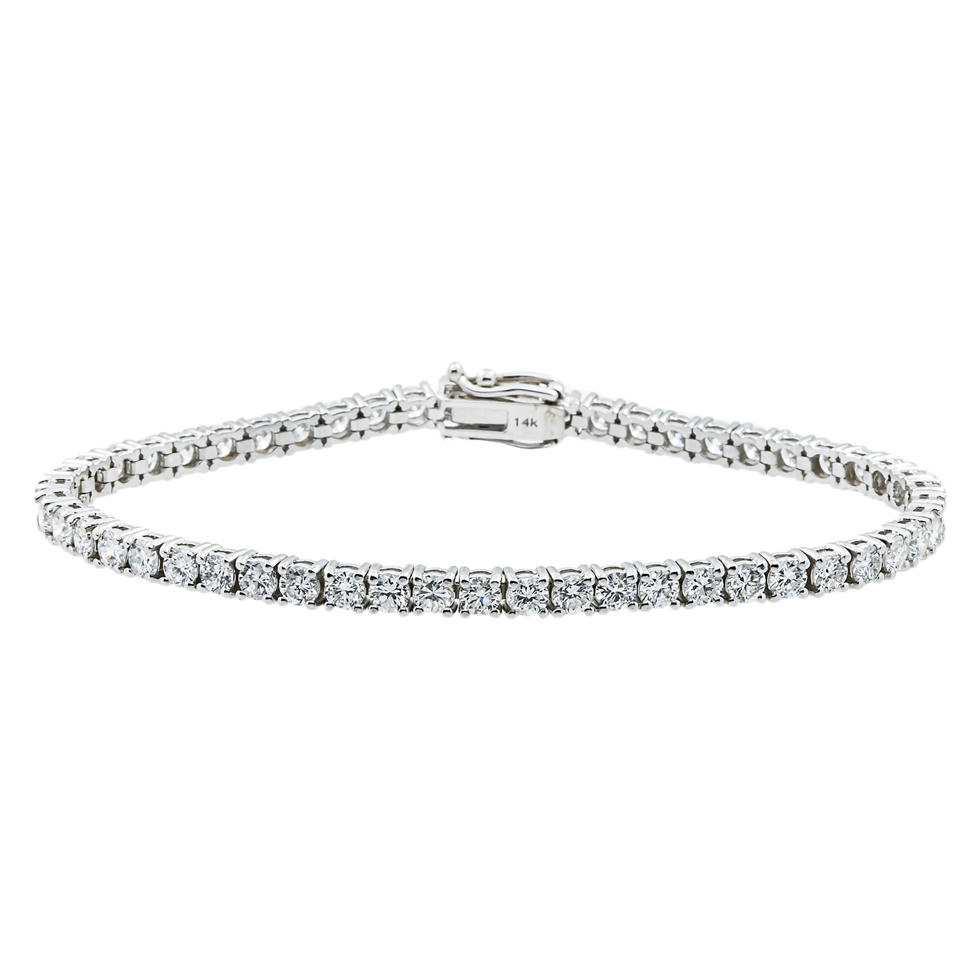 14K White Gold Round Diamond Tennis Bracelet 6.44ct