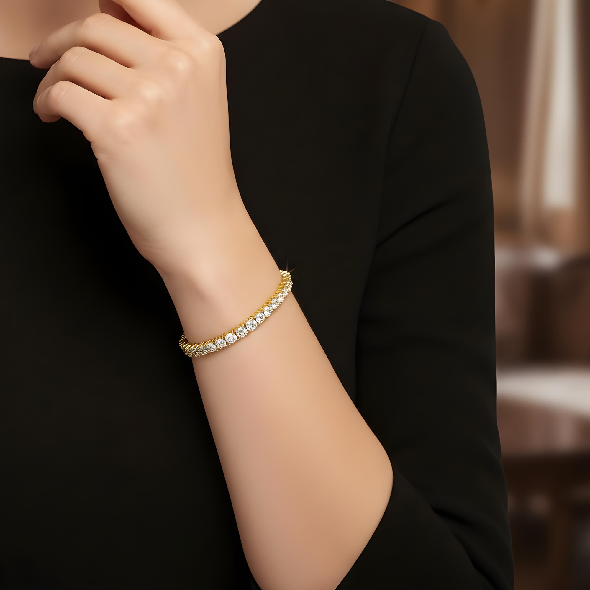 14K White Gold Round Diamond Tennis Bracelet 6.44ct