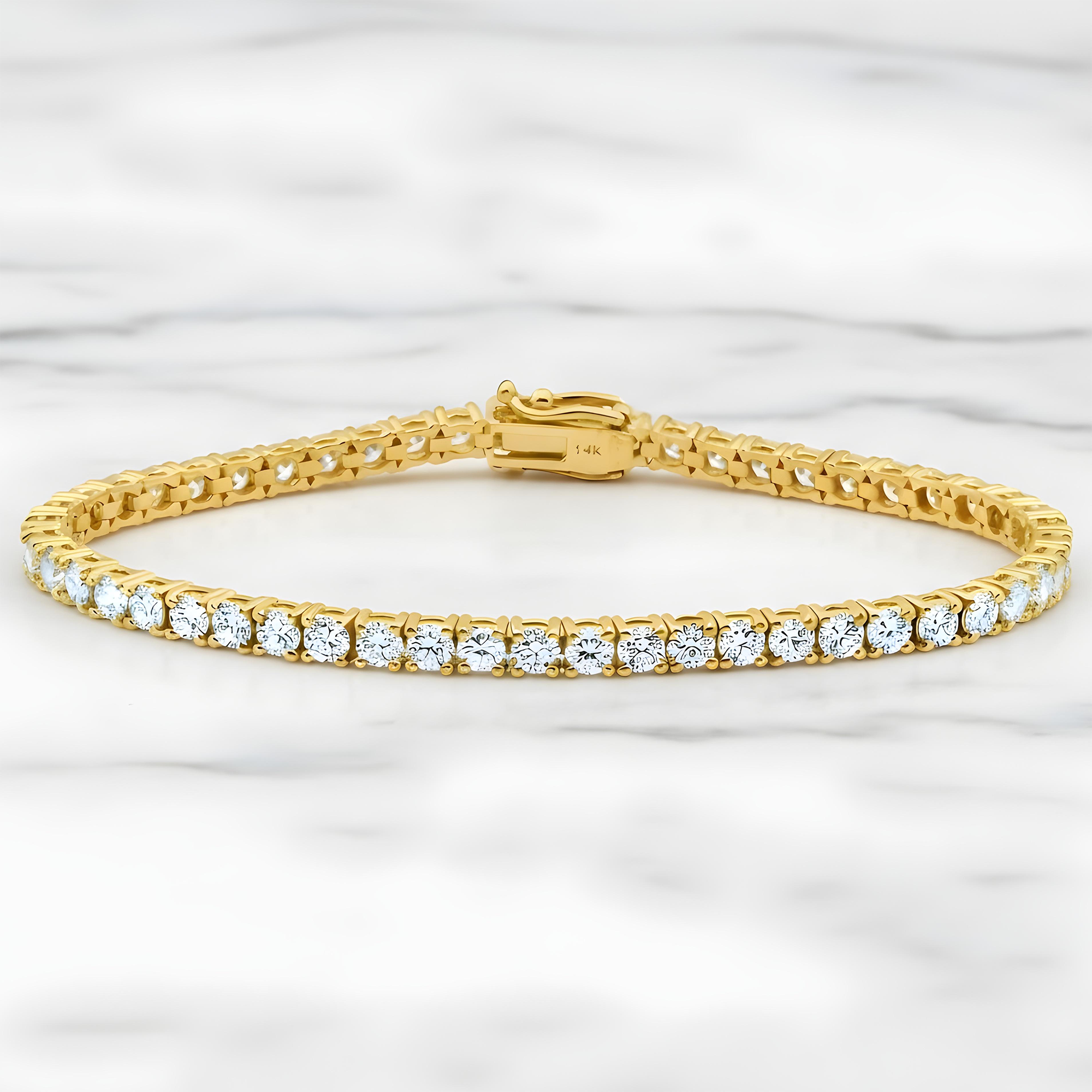 14K White Gold Round Diamond Tennis Bracelet 6.44ct