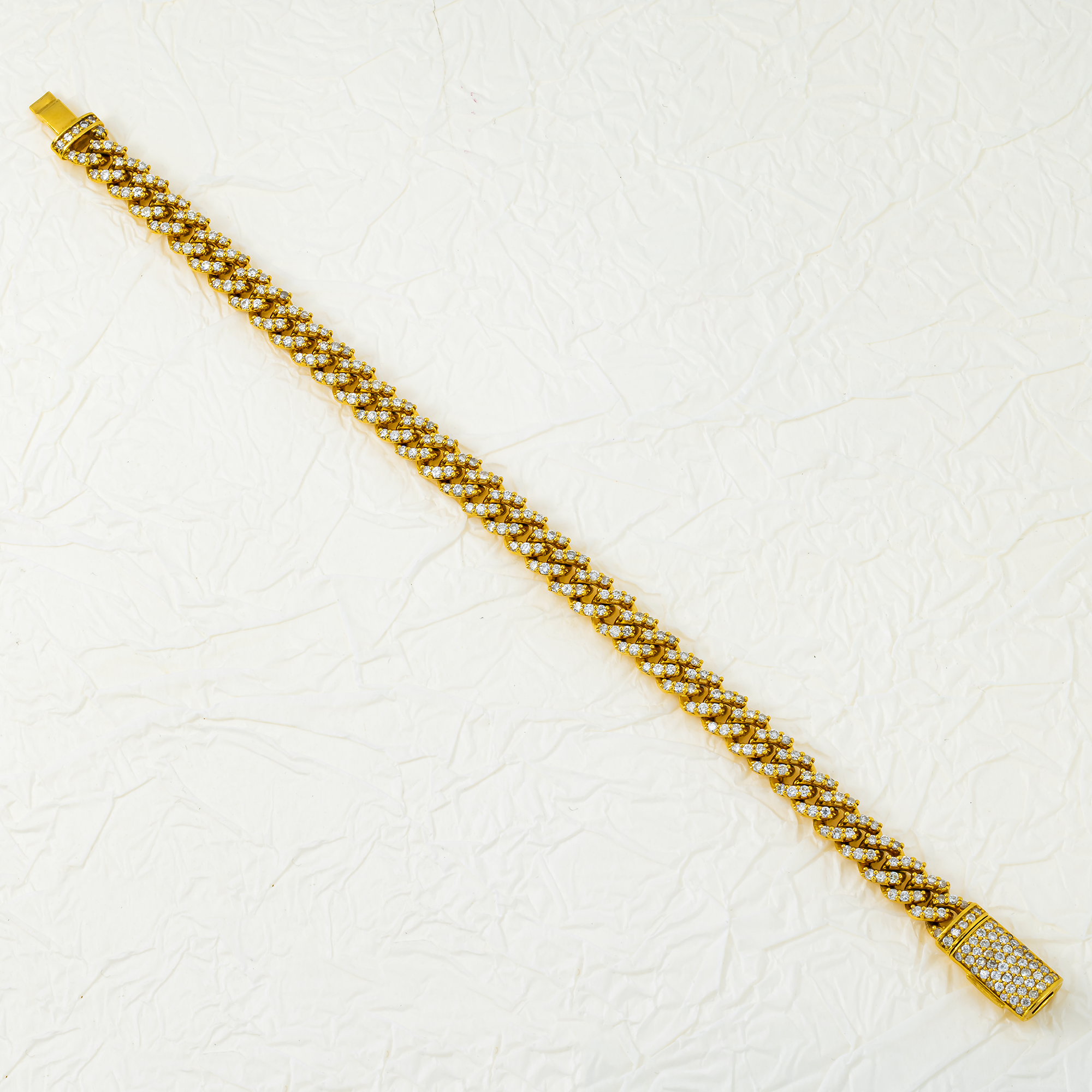 14K Yellow Gold 8Mm Round Diamond Cuban Link Bracelet 5.58Ct Bracelets
