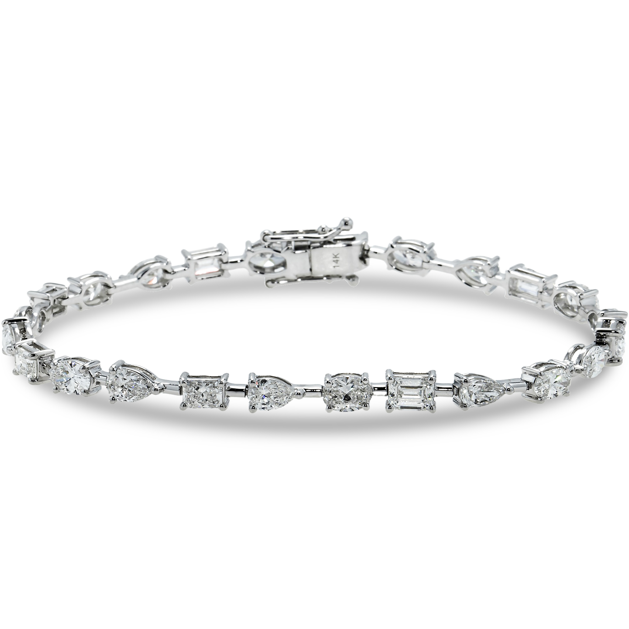 14K White Gold Multi Cut Diamond Satellite Bracelet 7.42Ct Bracelets