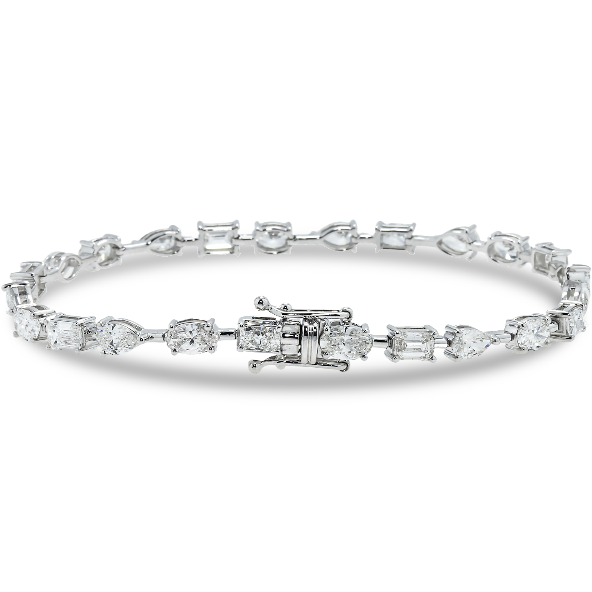 14K White Gold Multi Cut Diamond Satellite Bracelet 7.42Ct Bracelets
